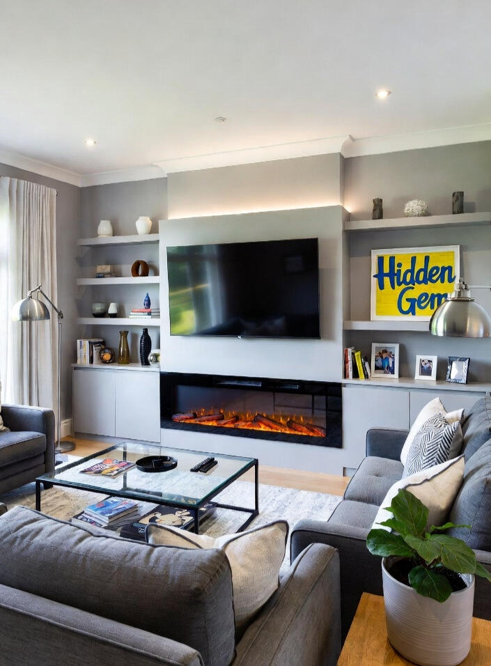 Media wall living room Houston TX